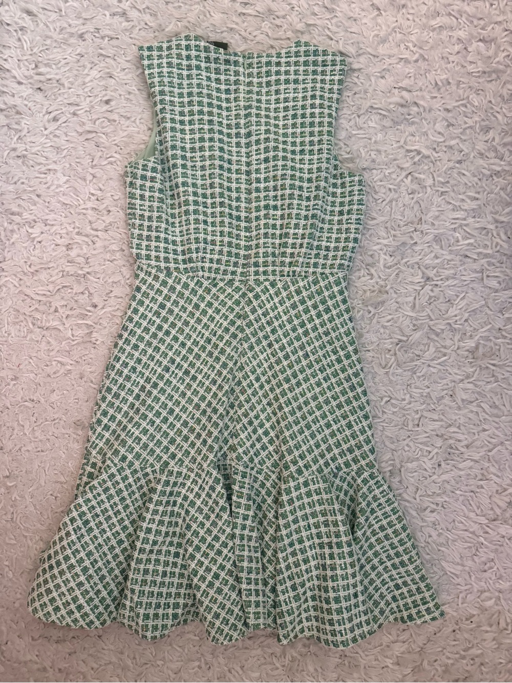 Taylor Mint and White Patterned V-Neck Ruffle-Hem Mini Dress - Picture 2 of 5
